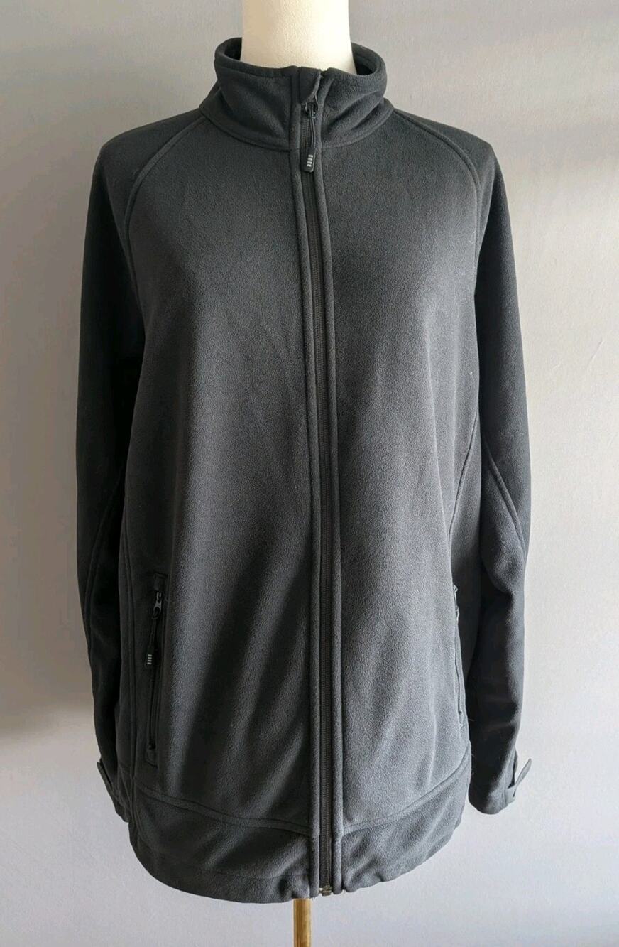 Lands' End Women's Large Black Fleece Jacket Full Zip Polartec Outdoor Hiking